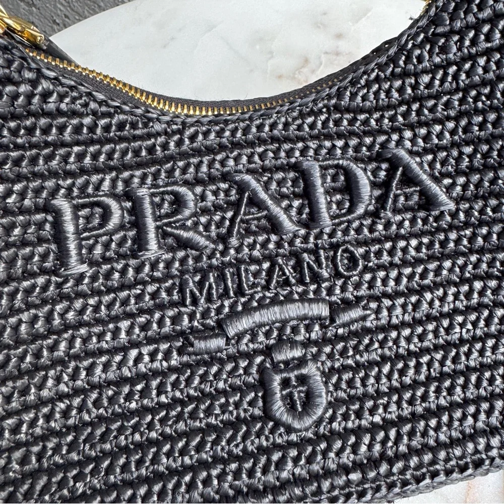 Prada Re-Edition Mini Crochet Raffia Crossbody Bag